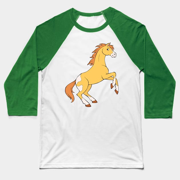 Proud Horse Brown Stallion Baseball T-Shirt by samshirts